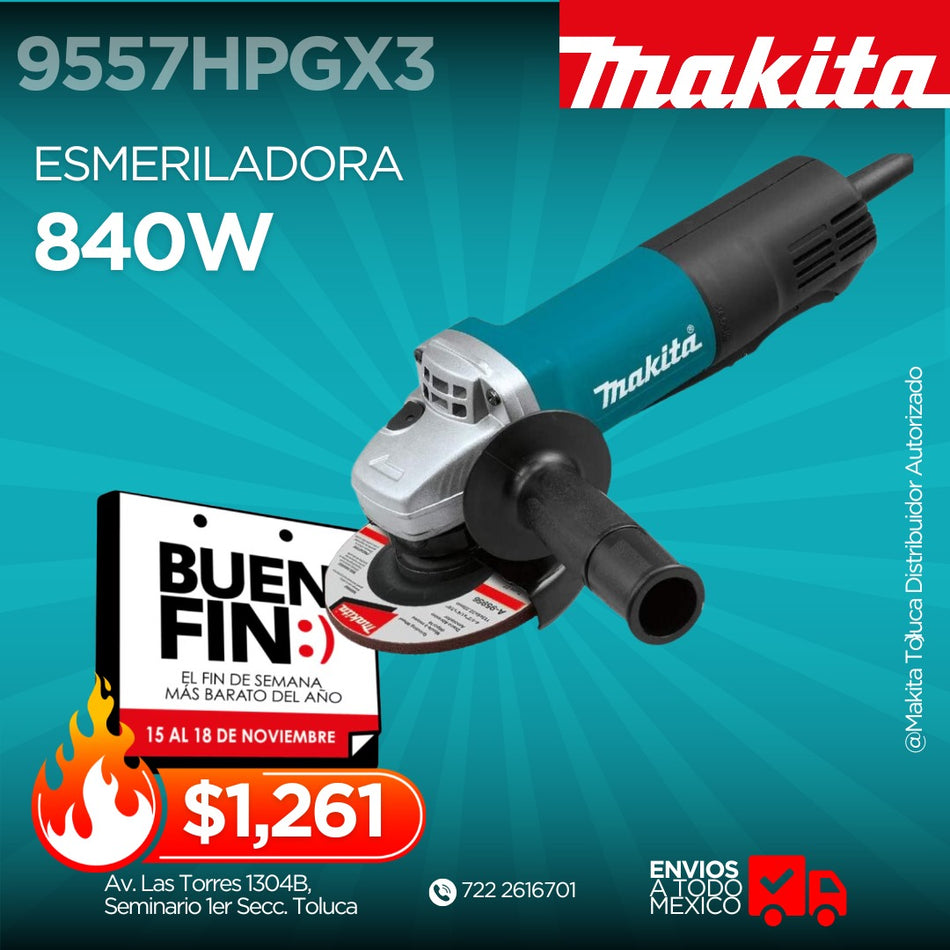 Mini esmeriladora angular Makita 9557HPG